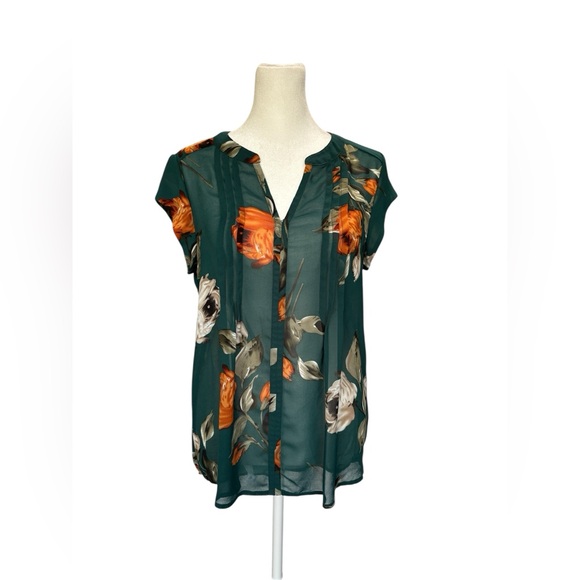 Fun 2 Fun Floral Blouse in Green and Orange - Picture 1 of 6